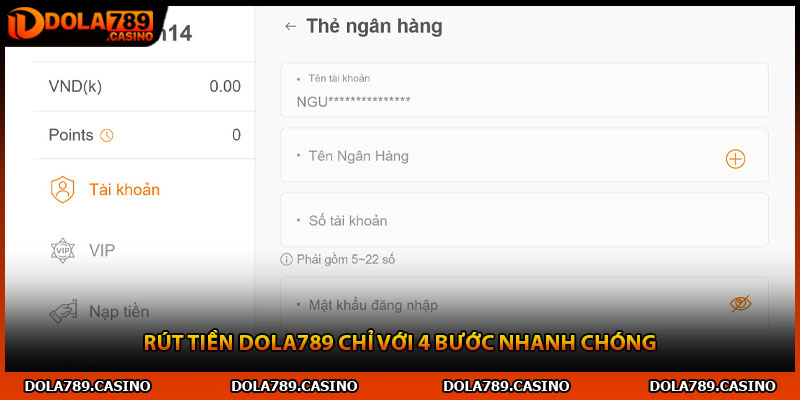 Rút tiền Dola789 chỉ với 4 bước nhanh chóng